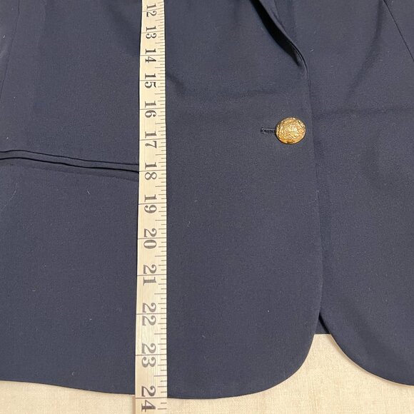 ZARA BASIC Women’s Navy Blazer Elegant Classic Fit with Stretch Fabric Work Sz L - Picture 7 of 12